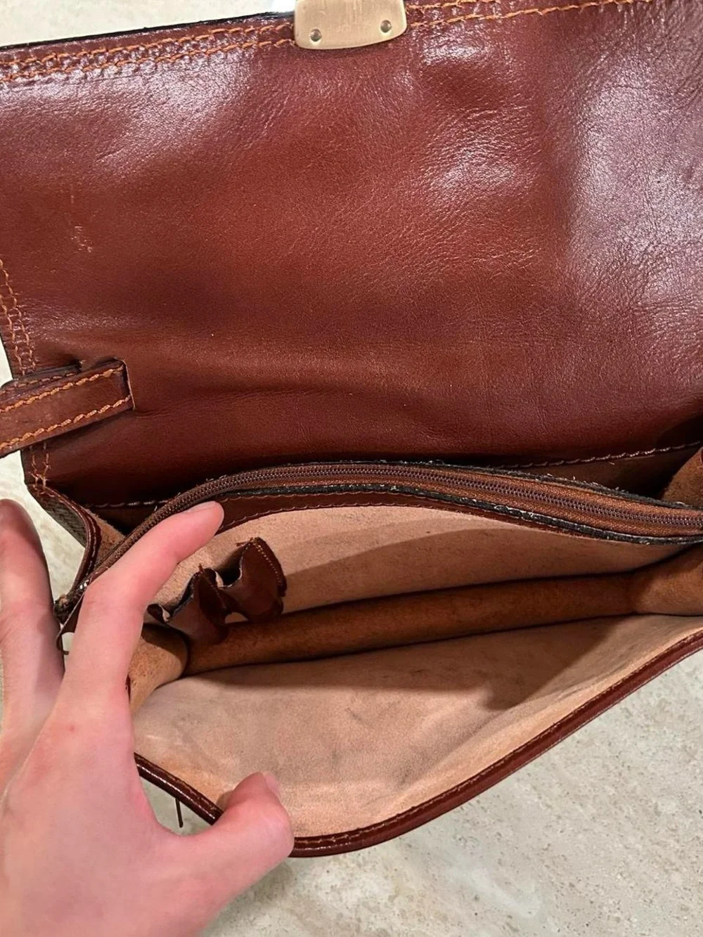 Large Brown Leather Clutch Bag